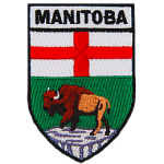 The Manitoba crest with the word Manitoba at the top of the shield.