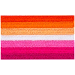 The lesbian pride flag displays horizontal stripes of various tones of red, orange, white, and pink.