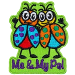 A red ladybug with blue wings and a yellow and blue ladybug with orange wings wave at the viewer. Underneath are the words Me & My Pal.