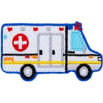 The side view of an ambulance.