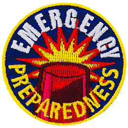 A red alarm light with the words Emergency Preparedness stitched in a circle around it.