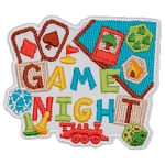 A bunch of game pieces are around the words Game Night.