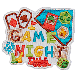 A bunch of game pieces are around the words Game Night.