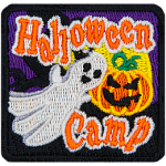 The words Halloween Camp surround a ghost and jack-o-lantern.