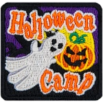 The words Halloween Camp surround a ghost and jack-o-lantern.
