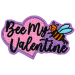 A bee hugs the words Bee My Valentine.