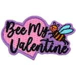 A bee hugs the words Bee My Valentine.