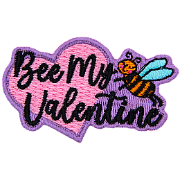 A bee hugs the words Bee My Valentine.