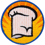 A chef's hat with a bright yellow background.