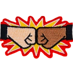 Two fists are shown bumping together with a starburst behind them.