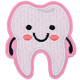 A cute, cartoon-looking kawaii tooth.