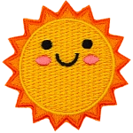 A large yellow sun is smiling happily.