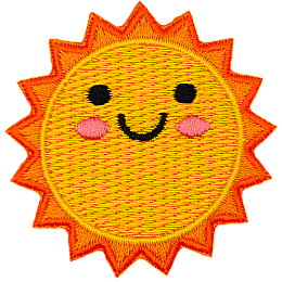 A large yellow sun is smiling happily.