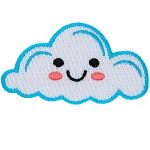 A fluffy white, smiling cloud.