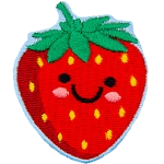 A ripe strawberry with a kawaii face.