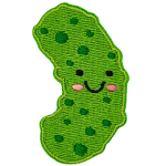 A smiling green pickle.