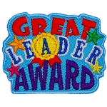 The words Great Leader Award are in different fonts. The A in Leader is inside a gold medal.