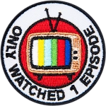 A TV showing a colour test with the words Only 1 Episode around it.