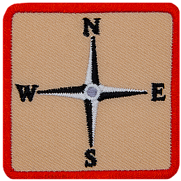 This square patch displays a four-point compass rose showcasing only the four cardinal directions.
