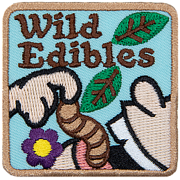 A mouth eating a tuber under the words Wild Edibles.