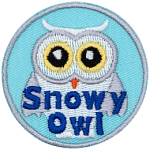 A pure white owl has the text Snowy Owl across the bottom.