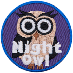 A white owl with black wings and the words Night Owl at the bottom.