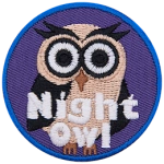 A white owl with black wings and the words Night Owl at the bottom.