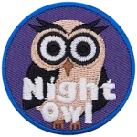 A white owl with black wings and the words Night Owl at the bottom.