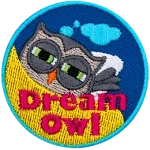 A tired grey owl is curled up under a yellow blanket. The words Dream Owl are across the bottom.