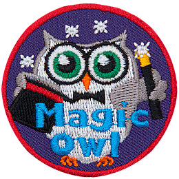 A grey owl holds a black tophat and a magician's wand. The words Magic Owl are across the bottom.