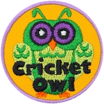This green owl resembles a cricket with its big eyes and antenna. The words Cricket Owl are across the bottom.