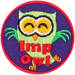 A happy green owl with the words Imp Owl across the bottom.