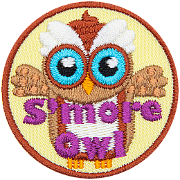 The S'more owl represents the treat it is named after. The owl is composed of a graham cracker colour, a marshmallow belly, and a chocolate swirl on its head.