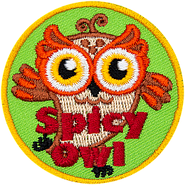 This Spicy Owl is dancing with one foot kicked back and her wings moving in opposite directions.