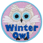 A fluffy white owl with the words Winter Owl at the bottom.