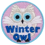 A fluffy white owl with the words Winter Owl at the bottom.