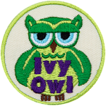 A green owl with plant wings and half-lidded eyes. The words Ivy Owl are at the bottom.