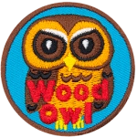 A brown owl with the words Wood Owl below it.