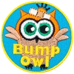 A brown and orange owl with the words Bump Owl across the bottom.