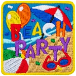 The words BEACH PARTY sit against the background of the beach.