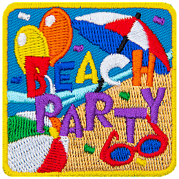 The words BEACH PARTY sit against the background of the beach.