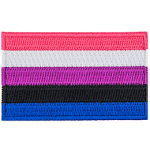 The genderfluid is made up of five horizontal stripes: pink, white, purple, black and blue.