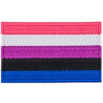 The genderfluid is made up of five horizontal stripes: pink, white, purple, black and blue.