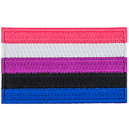 The genderfluid is made up of five horizontal stripes: pink, white, purple, black and blue.