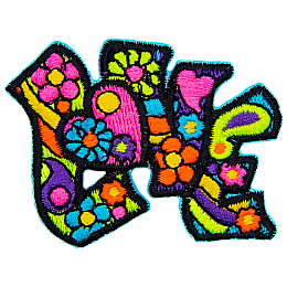 The word Love has a retro print inside the letters.