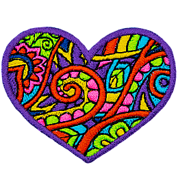 This purple-bordered heart is filled with a paisley and flower pattern.