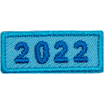 This rocker forms a straight-edged green rectangle. The year number 2022 is embroidered in a bold font.