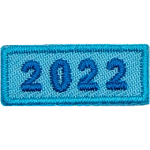 This rocker forms a straight-edged green rectangle. The year number 2022 is embroidered in a bold font.