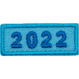 This rocker forms a straight-edged green rectangle. The year number 2022 is embroidered in a bold font.