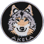 A wolf head with the word Akela below it.